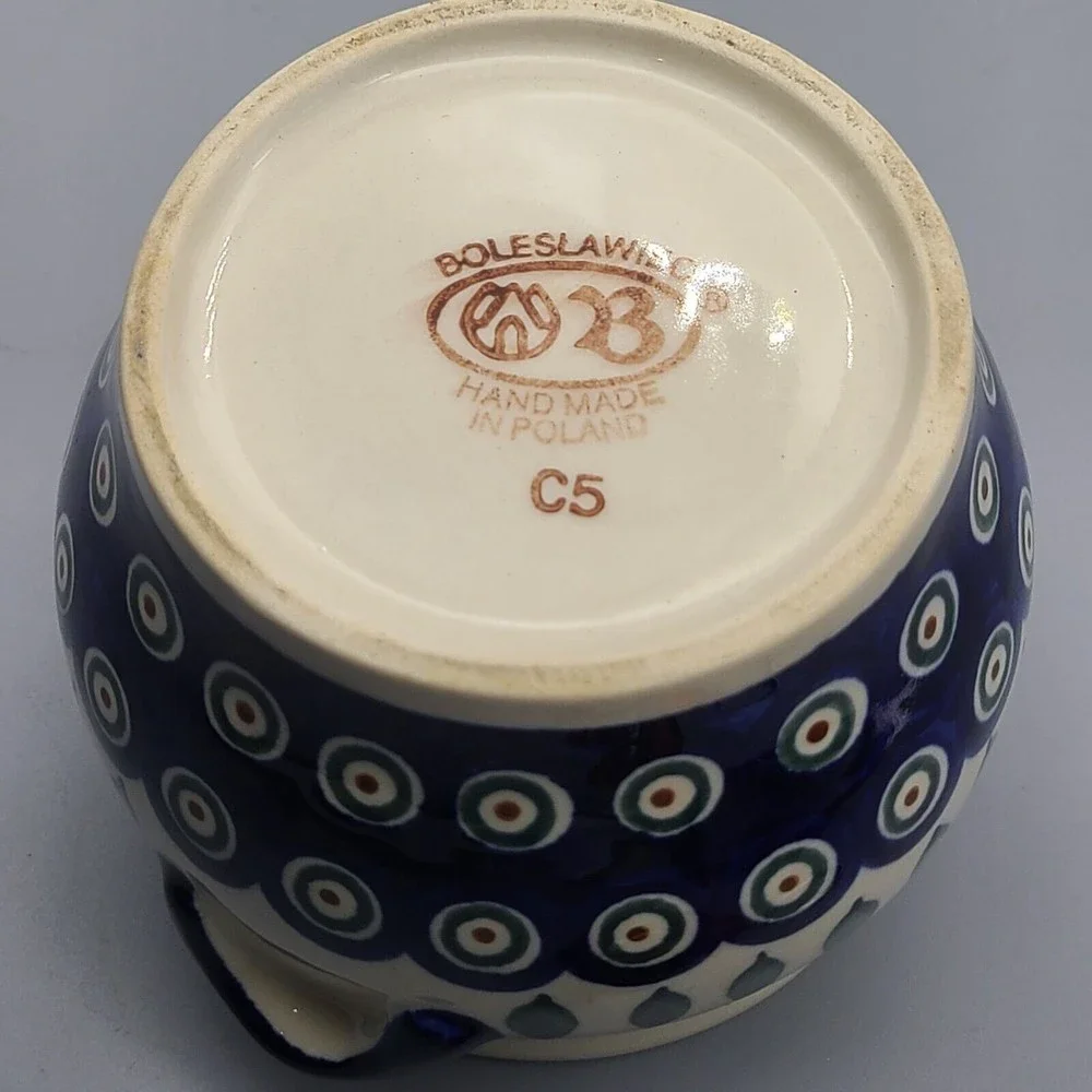 BOLESLAWIEC Polish Pottery Small Jar With Handles 4.25